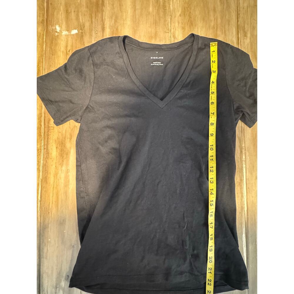 Everlane Womens‎ Organic Cotton V-Neck Basic Black Tee SIZE S - Picture 4 of 6